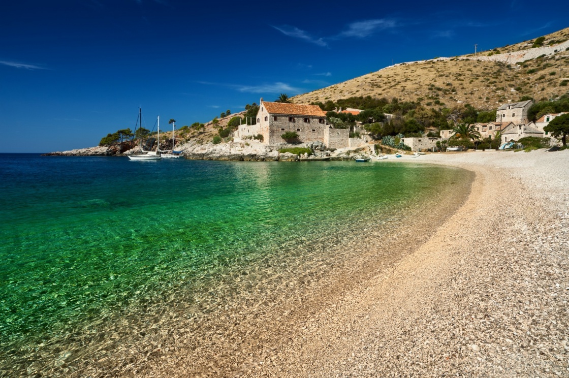 'Harbor at Adriatic sea. Hvar island, Croatia, popular touristic destination.' - Hvar